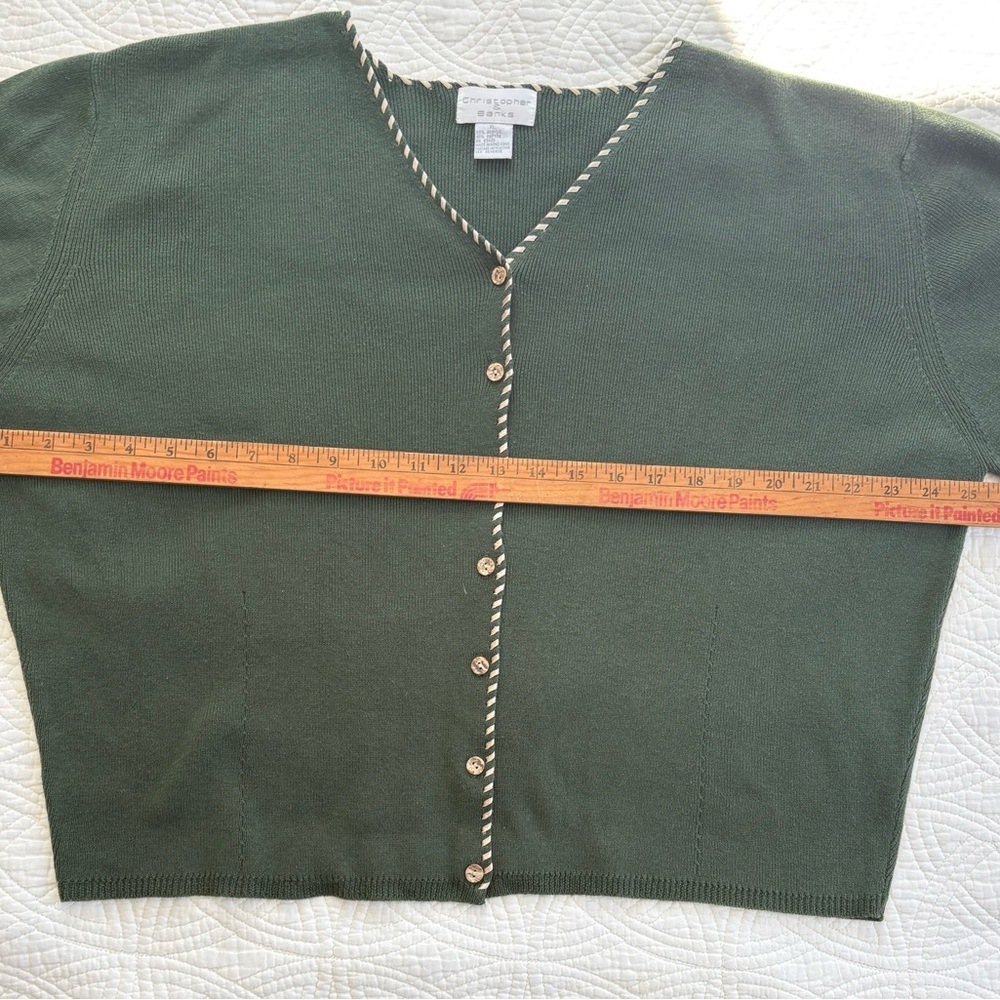 Vintage Hunter Green Knit Cardigan with Embroidered detailing XL - Picture 4 of 7
